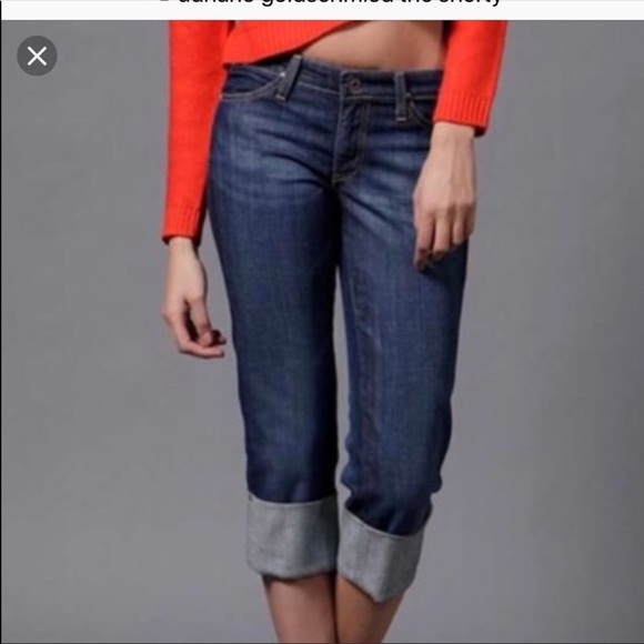 AG Adriano‎ Goldschmeid The Shorty Capri cropped denim cuff jeans size 31 - Picture 1 of 8